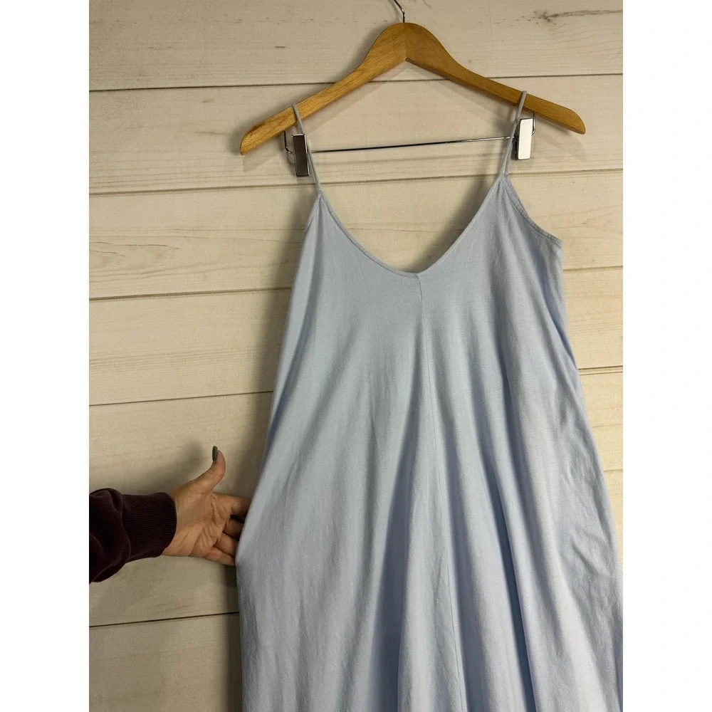 Groceries Apparel Dress Womens Medium Blue Trapeze Swing Midi Organic Cotton - Picture 3 of 8